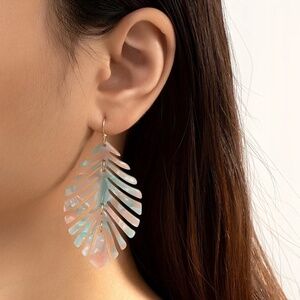 🍬Pastel Cotton Candy Fern/Leaf Acrylic lightweight Dangle Hook Drop Earrings